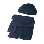 Ensemble polaire bonnet et écharpe en polyester à offrir 200 g/m² couleur bleu deuxième vue