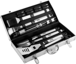 Mallette en aluminium, 18 accessoires de barbecue en acier inoxydable couleur argenté quatrième vue