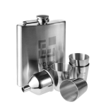 Flasque en acier inoxydable de 220 ml avec 4 verres et 1 entonnoir avec zone d'impression