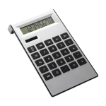 Calculatrice à 8 chiffres en plastique avec touches antidérapantes couleur argenté troisième vue