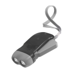 Lampe de poche dynamo en plastique avec 2 LED, piles incluses couleur noir deuxième vue