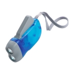 Lampe de poche dynamo en plastique avec 2 LED, piles incluses couleur bleu deuxième vue