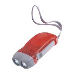 Lampe de poche dynamo en plastique avec 2 LED, piles incluses couleur rouge deuxième vue