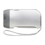 Lampe de poche dynamo en plastique avec 2 LED, piles incluses couleur argenté deuxième vue