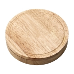 Set de découpe de fromage avec planche en bois dans coffret circulaire couleur marron première vue