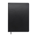 Carnet A4 à couverture en similicuir noire et pages lignées couleur noir première vue