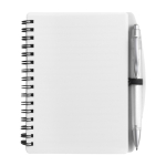 Carnet à couverture rigide et stylo assorti A6 pages lignées couleur blanc première vue