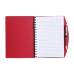 Carnet à couverture rigide et stylo assorti A5 pages lignées couleur rouge deuxième vue