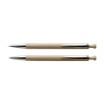 Set d´écriture en bois avec stylo à mine bleue et porte-mine couleur marron première vue