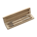 Set d´écriture en bois avec stylo à mine bleue et porte-mine couleur marron cinquième vue