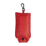 Sac à provisions promotionnel pliable avec mousqueton, polyester 190T couleur rouge première vue