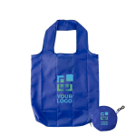 Sac pliable pour les courses avec logo en polyester 190T couleur bleu avec zone d'impression