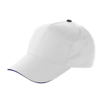 Casquette publicitaire à 5 panneaux 100% coton avec velcro ClearLine couleur blanc première vue
