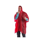 Poncho en plastique dans étui boule avec mousqueton couleur rouge quatrième vue
