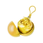 Poncho en plastique dans étui boule avec mousqueton couleur jaune troisième vue
