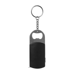 Porte-clés en métal gravé décapsuleur avec LED et mètre ruban de 1M couleur noir deuxième vue