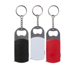 Porte-clés en métal gravé décapsuleur avec LED et mètre ruban de 1M couleur noir troisième vue