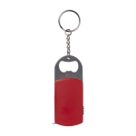 Porte-clés en métal gravé décapsuleur avec LED et mètre ruban de 1M couleur rouge deuxième vue