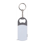 Porte-clés en métal gravé décapsuleur avec LED et mètre ruban de 1M couleur blanc première vue