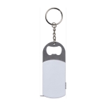Porte-clés en métal gravé décapsuleur avec LED et mètre ruban de 1M couleur blanc deuxième vue