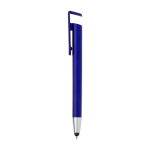 Stylo métallisé tactile avec support pour téléphone, Encre bleue couleur bleu deuxième vue