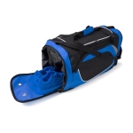 Sac de sport en polyester 600D avec compartiment à chaussures couleur bleu troisième vue