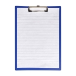 Porte-bloc en plastique avec clip en métal pour feuilles A4 couleur bleu troisième vue