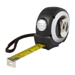 Mètre ruban en plastique avec clip ceinture et dragonne 5M couleur argenté troisième vue