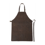 Tablier en cuir avec anneau en métal et sangles réglables couleur marron première vue