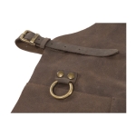 Tablier en cuir avec anneau en métal et sangles réglables couleur marron deuxième vue