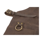 Tablier en cuir avec anneau en métal et sangles réglables couleur marron troisième vue