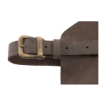 Tablier en cuir avec anneau en métal et sangles réglables couleur marron quatrième vue