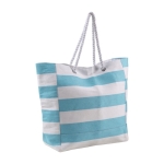 Sac de plage en coton style marin avec cordes et bouton pression couleur bleu ciel deuxième vue