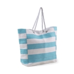 Sac de plage en coton style marin avec cordes et bouton pression couleur bleu ciel troisième vue