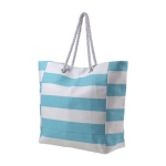 Sac de plage en coton style marin avec cordes et bouton pression couleur bleu ciel cinquième vue