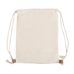 Sacs cordon avec logo en coton 160g/m2 et détail en liège Corizza couleur beige première vue