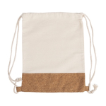 Sacs cordon avec logo en coton 160g/m2 et détail en liège Corizza couleur beige deuxième vue