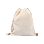 Sacs cordon avec logo en coton 160g/m2 et détail en liège Corizza couleur beige troisième vue
