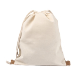 Sacs cordon avec logo en coton 160g/m2 et détail en liège Corizza couleur beige quatrième vue