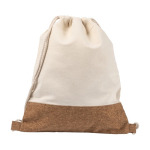Sacs cordon avec logo en coton 160g/m2 et détail en liège Corizza couleur beige cinquième vue
