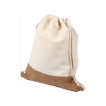 Sacs cordon avec logo en coton 160g/m2 et détail en liège Corizza couleur beige septième vue