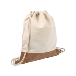 Sacs cordon avec logo en coton 160g/m2 et détail en liège Corizza couleur beige huitième vue