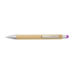Stylo en bambou et métal avec embout tactile et Encre bleue couleur fuchsia première vue