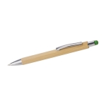 Stylo en bambou et métal avec embout tactile et Encre bleue couleur vert clair deuxième vue