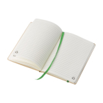 Carnet personnalisé recyclé avec élastique A5 pages lignées couleur vert clair deuxième vue