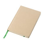 Carnet personnalisé recyclé avec élastique A5 pages lignées couleur vert clair troisième vue
