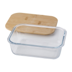 Lunch box personnalisée en verre avec couvercle bambou 900ml Nordik couleur transparent deuxième vue