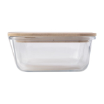 Lunch box personnalisée en verre avec couvercle bambou 900ml Nordik couleur transparent troisième vue