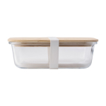 Lunch box personnalisée en verre avec couvercle bambou 900ml Nordik couleur transparent quatrième vue