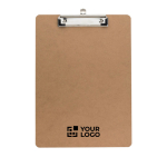 Porte-bloc en bois avec clip en métal pour feuilles A4 avec zone d'impression